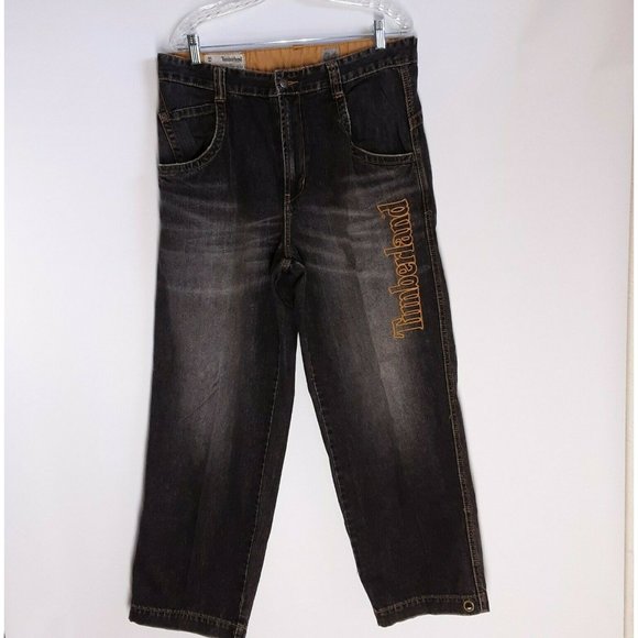Vintage Timberlandmen's Jeans Size 34 Embroidered Blue 90's denim T03885